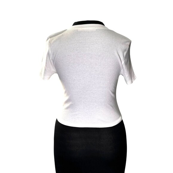 Live To Be Spoiled Womens Ribbed White T-Shirt Size M Cotton Blend - Picture 3 of 11